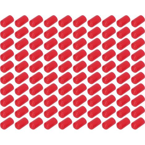 100 Stück Endkappenabdeckungen aus PVC, rund, flexibel, flammhemmend, Gewindeschutz, rot, 10 mm (1/5)