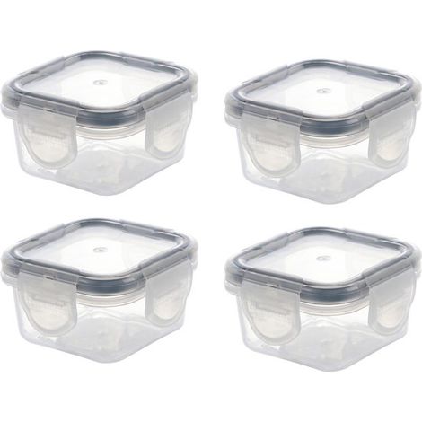 4-teiliges Mini-Vorratsdosen-Set mit Deckel, 60 ml, 5 x 5 x 4 cm, wiederverwendbar, für Gewürze, Dips, Nüsse, Snacks – Transparent (1/5)