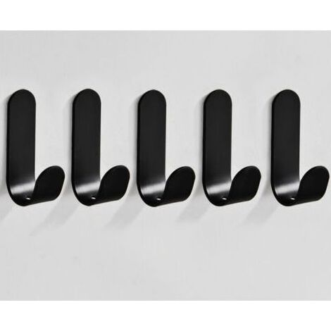 5er-Set selbstklebende Wandhaken, Küchenhandtuchhaken, Handtuchhalter für Bad und Küche, spurlos rückstandsfrei anzubringen, bohrfreie Wandmontage, Wandbefestigung, Klebehaken, Schwarz (1/4)