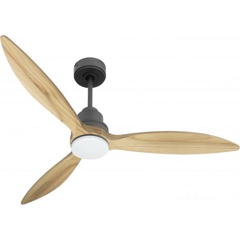 Tenerife - Super destratificateur et ventilateur DC 132 cm Gris basalte pales bois clair avec Lumière 25 à 35 m² (1/5)