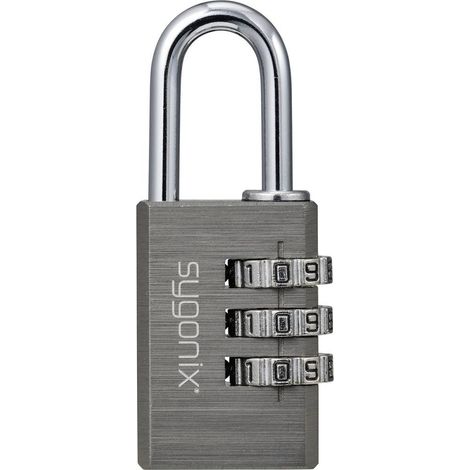 Sygonix SY-6932310 Lucchetto 30 mm 3-Digit Grigio - Titanio Serratura a combinazione numerica