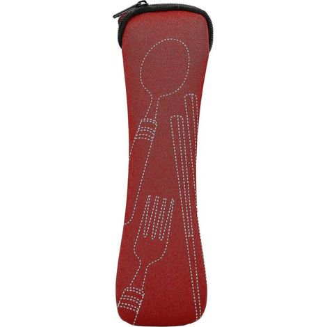 Sacoche de rangement portable en tissu résistant à l'usure pour couverts (cuillères et fourchettes) - Rouge (1/5)