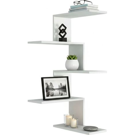 Dmora - Mensola Beatriz, Scaffale, Ripiano a muro, Scaffalatura multiuso, 52x30h109 cm, Bianco