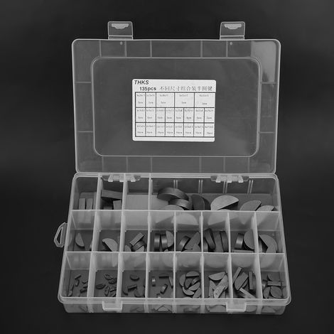 Kit d'assortiment de 135 clavettes Woodruff pour volant moteur, poulie et glissière de vilebrequin, destiné à de multiples usages. (1/5)