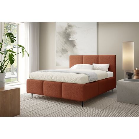 Polsterbett Schlafzimmerbett MIAMI Komplettset 140x200cm in Stoff Lambi Koralle