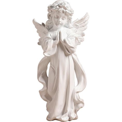 Niedliche betende Engelsstatue, religiöses Ornament aus Kunstharz, für eine beruhigende spirituelle Dekoration und ein warmes Interieur. (1/4)