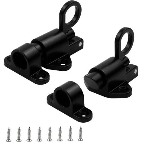 Ulisem 2 Pièces Verrou Portail Coulissant Targette a Ressort Targette Portail Coulissant Verrou porte de garage Coulissant,avec Des Vis pour Tous Les Types de verrou de Porte Interieur (le noir)