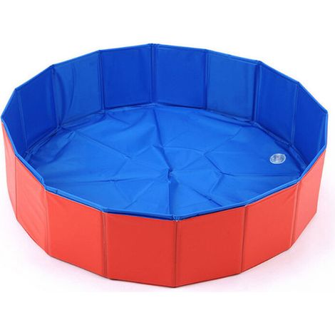 Piscine pour animaux de compagnie Chien Piscine Chat Table de Sable Bassin de Bain Piscine Pliable, Rouge, (60x20cm)