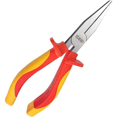 Pince multifonction pour électricien, bec plat de 15 cm, idéale pour les travaux de câblage dans les espaces restreints, en acier chrome-vanadium avec poignée isolée. (1/5)