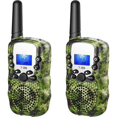 Talkie-Walkie Enfants - Portée 3 km - 22 Canaux - Lampe Torche Intégrée - Fonction Mains Libres - Alimentation par 4 Piles AAA - Lot de 2 (1/5)