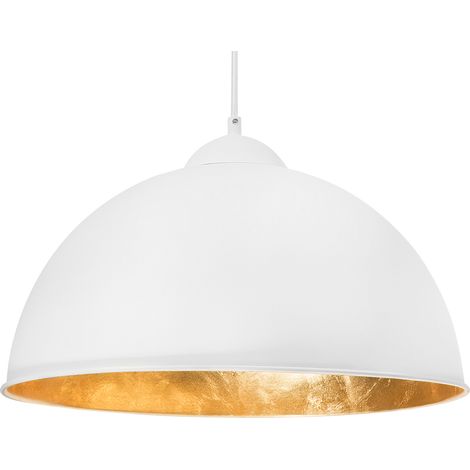 Lámpara colgante de 1 luz medio globo de metal blanco estilo industrial Cetina (1/5)