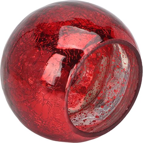 Bougeoir rond en verre rouge à motif de fleur de glace Porte-bougie chauffe-plat en verre pour mariages, fêtes, restaurants et décoration intérieure (1/5)