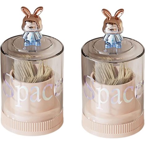 Lot de 2 porte-cotons-tiges pour rangement de produits de salle de bain, organisateur de maquillage, pour ranger cotons-tiges, boules, disques, fil dentaire (B1) (1/5)