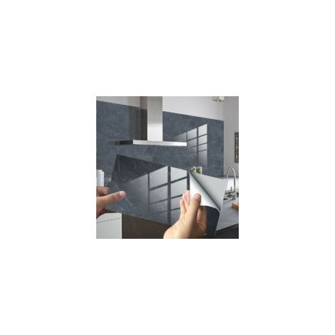 Carreaux décoratifs rectangulaires autocollants pour salle de bain, cuisine, stickers carrelage, motif marbre 3D, mosaïque, décoration autocollante imperméable, 30 x 15 cm (anthracite, 16 unités) (1/5)