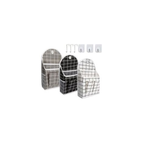 Borsa portaoggetti da parete con tasche, organizer da parete pieghevole con ganci per bagno, camera da letto, cucina, camper, per riporre e organizzare oggetti, set da 3 - Crezuo