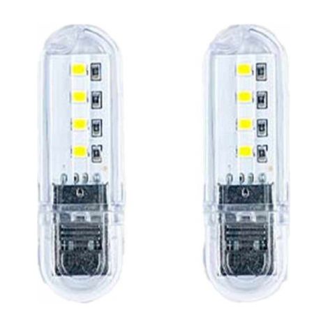 2 pcs Lampada Notturna Decorativa USB a LED Portatile 0.8W 59LM Luce Fredda 6500K