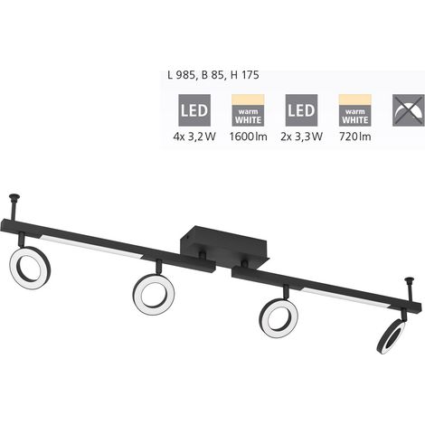 Spot Light Cardillio 2 LED en satin en plastique 4x3,2w 2x3,3w 3000K L: 98,5 cm B: 8,5 cm H: 17,5 cm (1/5)
