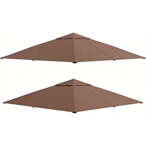 2er-Set ersatzdach Pavillon 2,93x2,93m Pavillonabdeckung Sonnenschutz aus Polyester in Kaffee, ideal für Garten & Terrasse