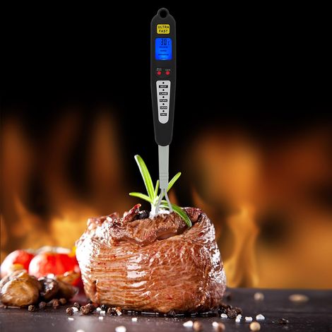 Thermomètre numérique pour viande et barbecue, fourchette de cuisson, lecture instantanée, double sonde, affichage LED (1/5)