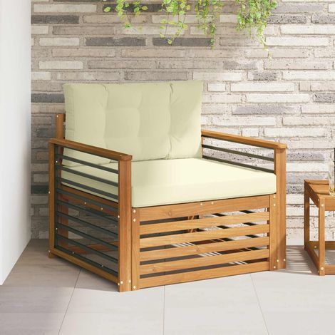 Outdoor-Sofagarnitur Massives Akazienholz und Polyester Natur (1/5)