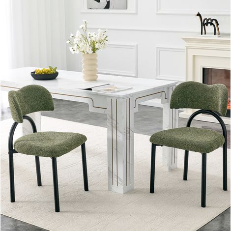 Sillas de comedor 2 piezas de tela verde, estructura de metal negro DESVIAE (1/5)
