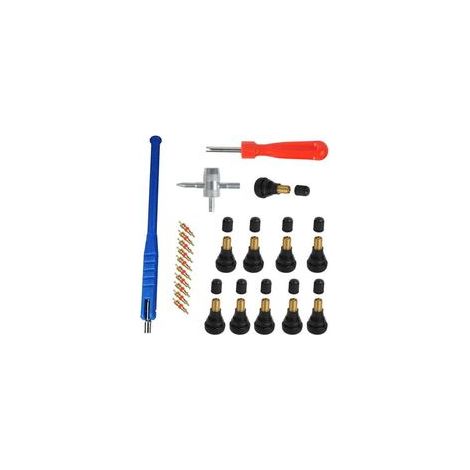 Outil d'installation de valve de pneu sans chambre à air de pneu de voiture Clé à noyau de valve Extracteur de valve 23pcs (1/3)
