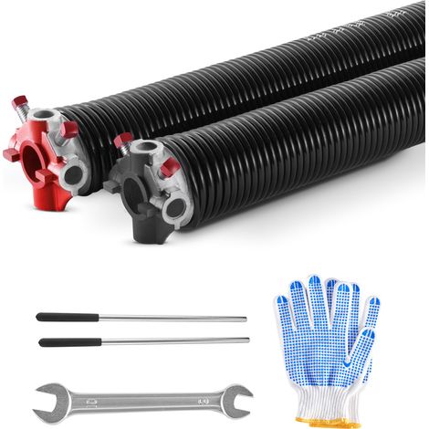 VEVOR Molle di Torsione per Porte da Garage, Coppia di Φ5,54 x Φ50,8 x 668 mm, 16000 Cicli, Rivestimento Elettroforetico Nero per SostituI, con Barre di Avvolgimento, Guanti e Chiave di Montaggio