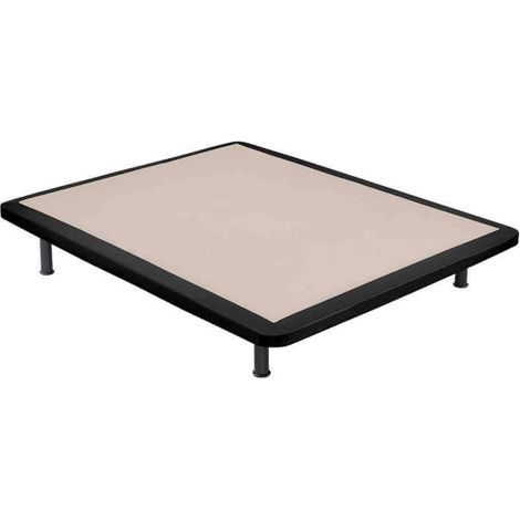 Base rembourrée en poly-cuir renforcé 5 barres transversales  Noir - 160x190cm (2 de 80x190)