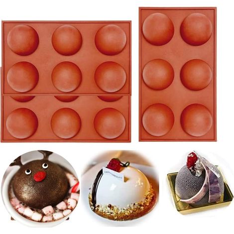 Stampo in silicone a 6 fori per cucinare, stampo per cioccolato, torte, gelatine, sapone fatto a mano, decorazione per torte fai da te, silicone alimentare, antiaderente, senza BPA, set da 3 pezzi (1/5)