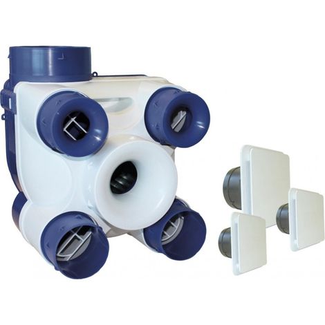 Unelvent – Kit VMC simple flux 300m³/h – 4 sorties – Pour habitat pavillonnaire T1 à T7 – Faible puissance sonore – Installation facile