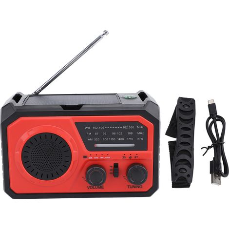 Radio d'urgence avec lampe de lecture FM AM Bluetooth 16000 mah manivelle pour l'extérieur (1/5)
