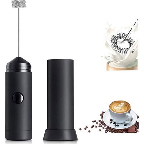 HOXILEELEOMousseur à lait électrique avec fouet en acier inoxydable, parfait pour café, cappuccino, et battage des œufs (1/4)