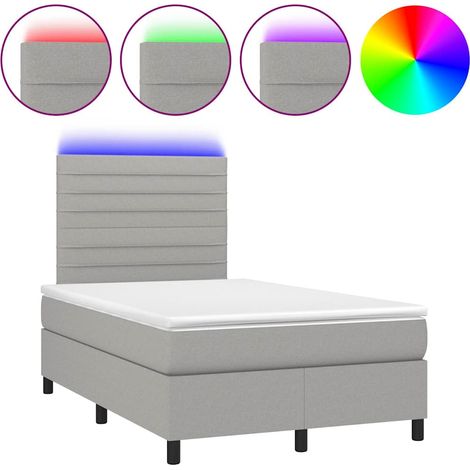 Maison Exclusive - Letto a Molle Materasso e LED Grigio Chiaro 120x200 cm Tessuto (1/5)