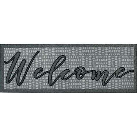 Zerbino Gomma Ingresso Scala Antiscivolo 25x70 Asciugapassi Welcome 100% Made In Italy - C