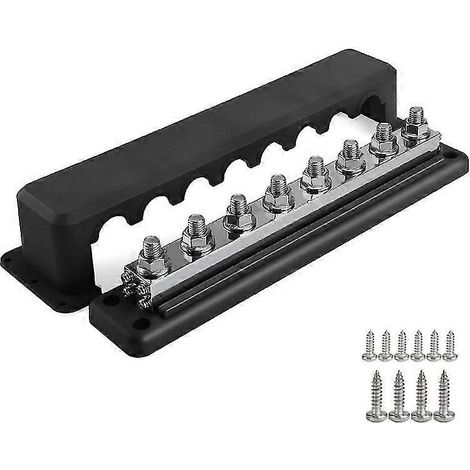 Barre omnibus renforcée 600 A 48 V avec goujons 3/8'' pour camping-cars noire (1/5)