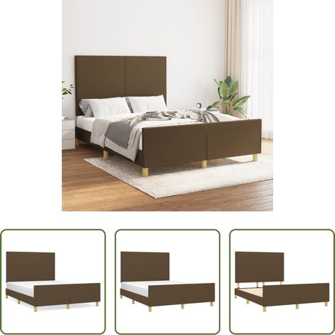 Kopfteil - Bettgestell ohne Matratze Dunkelbraun 140x200 cm Stoff (1/5)
