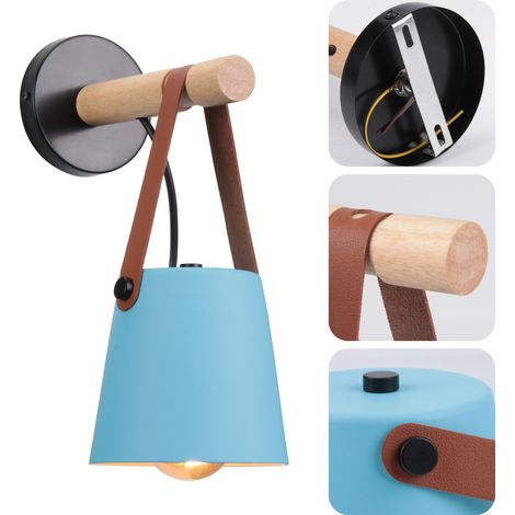 Applique Murale Moderne Lampe Murale Métal Luminaires Murale Interieur Créative E27 pour Chambre Chevet Salon Café Bleu - 1Pcs (1/5)