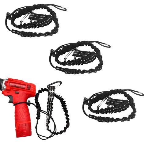 Ensemble 3 pièces Longe Porte-Outils, Longe Porte-Outils d'extérieur, avec Mousqueton, Longe de sécurité pour Outils, Corde de sécurité élastique, Lanière de Sécurité avec Mousqueton (1/5)