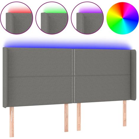 Maison Exclusive - LED Kopfteil Dunkelgrau 183x16x118/128 cm Stof (1/5)