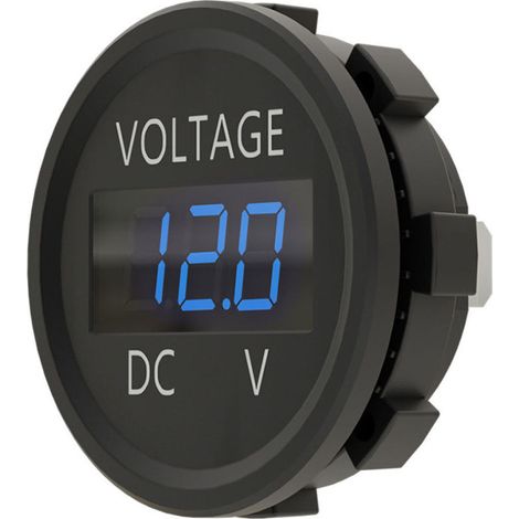 12–24 V Gleichstrom-Voltmeter mit wasserdichter LED-Digitalanzeige für Boote, Motorräder, LKWs und Schiffe (Blau) – Crezuo