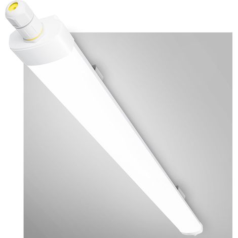 Réglette LED 150 cm, 60W 7560 lm 5000K Blanc Froid IP65 Étanche, Neon LED Garage Enchaînable avec Fil de Terre, 240 LEDs sans scintillement pour Garage Atelier Entrepôt Bureau, Tube Blanc (1/5)