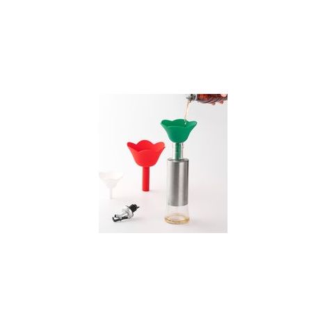 Lot de 3 entonnoirs de cuisine pliables en silicone en forme de fleur pour verser et distribuer facilement de l'huile liquide, design compact (1/5)