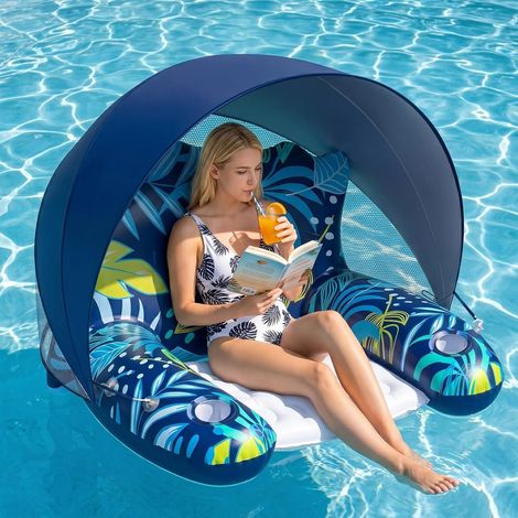 CCYKXAMatelas gonflable, bouée de natationpour adultes, piscine de bronzage, pataugeoire, piscine de soleil, hamac d'eau, siège de piscine (1/5)