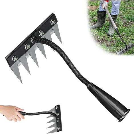 Detachable Gardening Hand Weeder Tool, Steel Manual Weeder Claw Remover Tool, Multifunctional Manganese Steel Manual Claw Remover Weeder, Weed Puller Tool (6 Tines) (1/5)