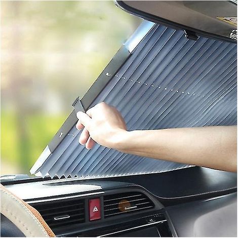 Pare-soleil de pare-brise avant de voiture, enrouleur, isolation thermique, protection UV, couvre-fenêtre - 46 cm (1/4)