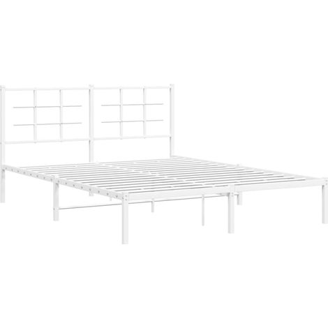 vidaXL Cadre de lit métal sans matelas et tête de lit blanc 160x200 cm (1/5)