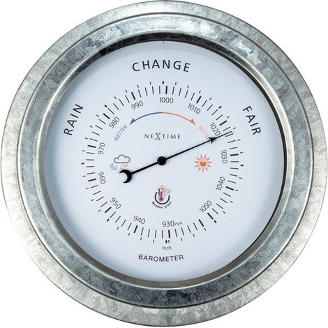NeXtime Wand-Barometer Orchid Metall silber Ø 22 cm für Innen und Außen (1/5)