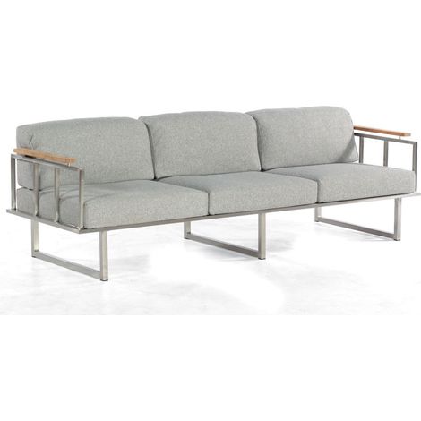 Sonnenpartner Lotus 3-Sitzer Lounge-Sofa Edelstahl mit Teakholz Loungesofa (1/5)