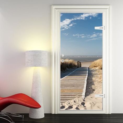 Autocollants De Porte 3D Effet Stickers De Porte PVC Imperméable Amovible Papier Poster Peint Muraux De Porte, 95x215cm (1/4)