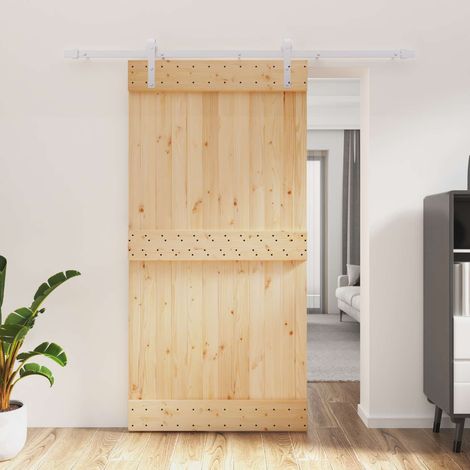 vidaXL Porte coulissante Naturel et Blanc 100 x 210 cm (1/5)